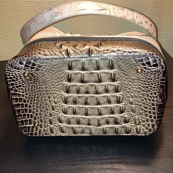 Brahmin Amelia Chiffon roseleaf croc embossed leather bucket bag